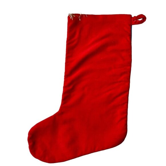 Vintage Wool Needlepoint Christmas Stocking Santa Toys Red Velvet Back Sz 18" L - Picture 6 of 9